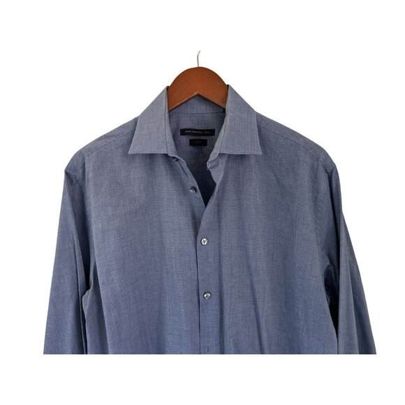 John Varvatos Shirt Button-Down Cotton Textured Gray Purple Long Sleeve Size 16 - Picture 3 of 9